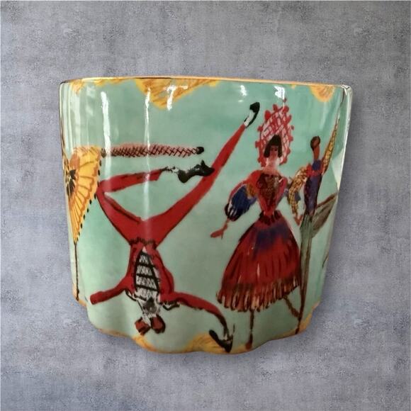 Anthropologie Pauline de Roussy de Sales Nutcracker Dancers Mug Xmas Turquoise - Picture 3 of 6